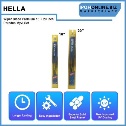 Hella Wiper Blade Premium 16 + 20 inch Perodua Myvi Set Hella Wiper Blade Premium 16 + 20 inch Perodua Myvi Set